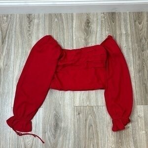 Audrey parks Francesca's red cropped blouse top rushed size medium  women